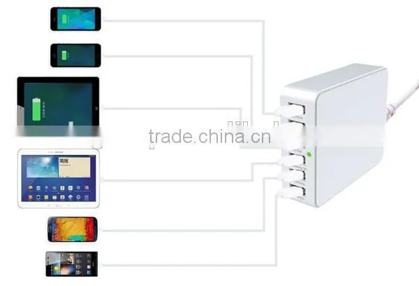 Hot seller 6 usb ports intelligent rapid charger smart charger for Mobile phone/Laptop/MP3/MP4 player/Tablet/Video game player