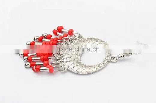 Cheap China beautiful handmade light bead tassel earrings