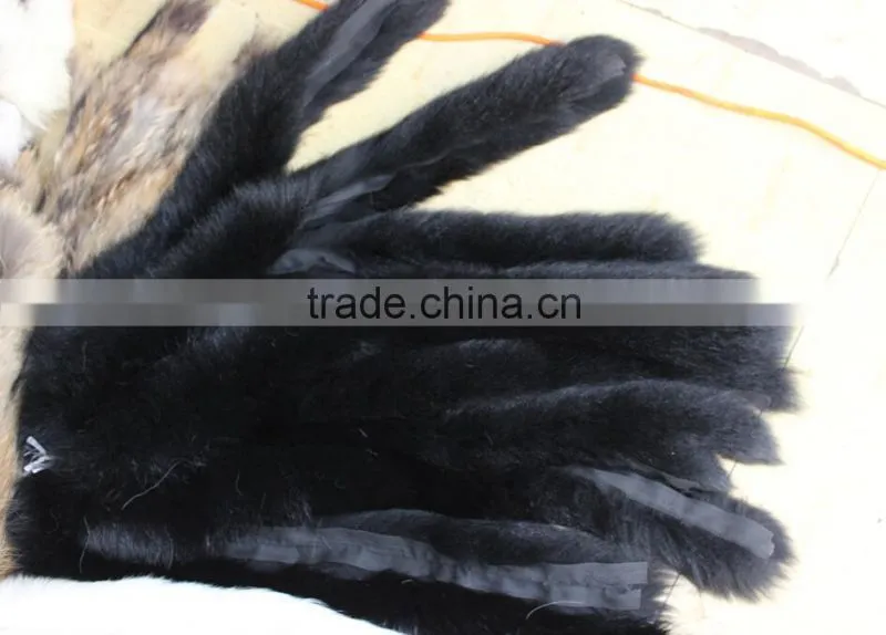 Natural Fox Fur collar trim silver fox real fur black Color collar for Coat