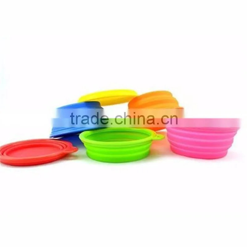 Colorful Wholesale Promotion Food Grade Pet Feeding Water Food Holder Collapsible Travel Bowl Fortable Silicone Pet Bowl