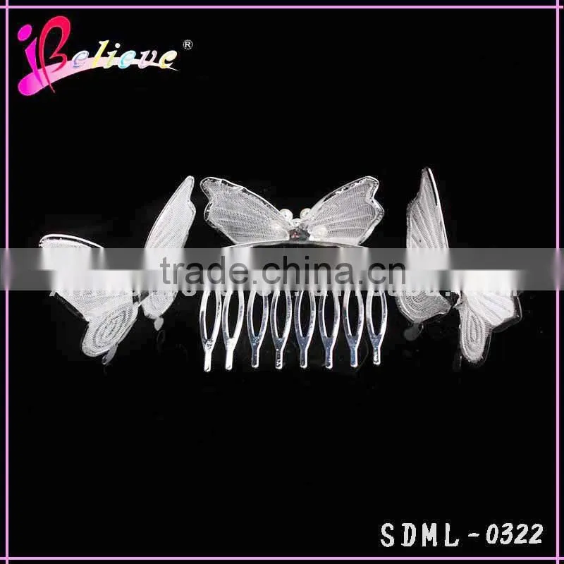 Chinese manufacturer metal butterfly hair jewelry wholesale hair comb butterfly hair accessories