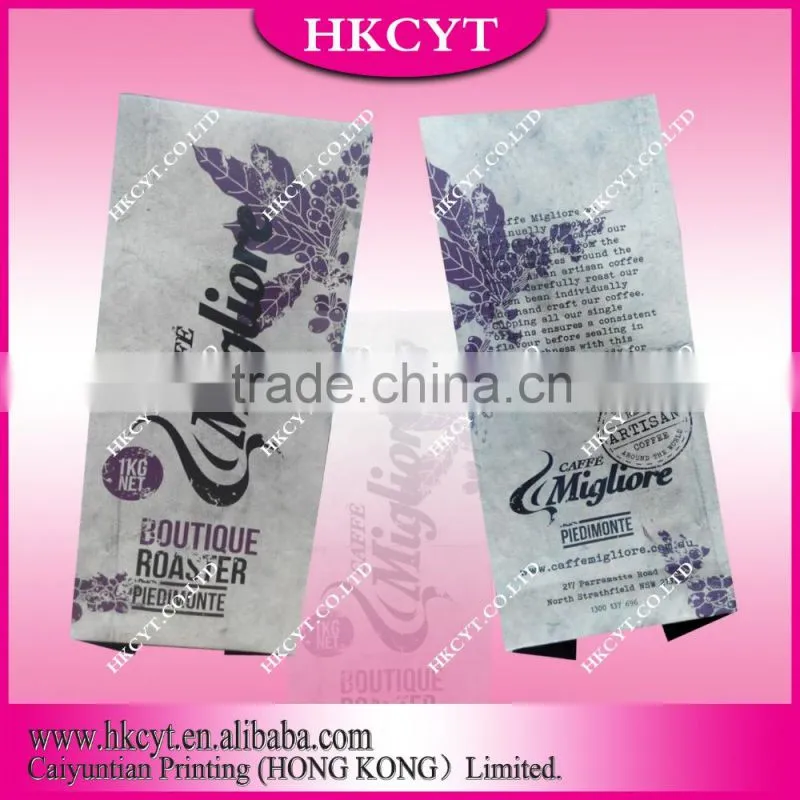 China Suppliers Custom printed kraft paper coffee packing bag with valve
