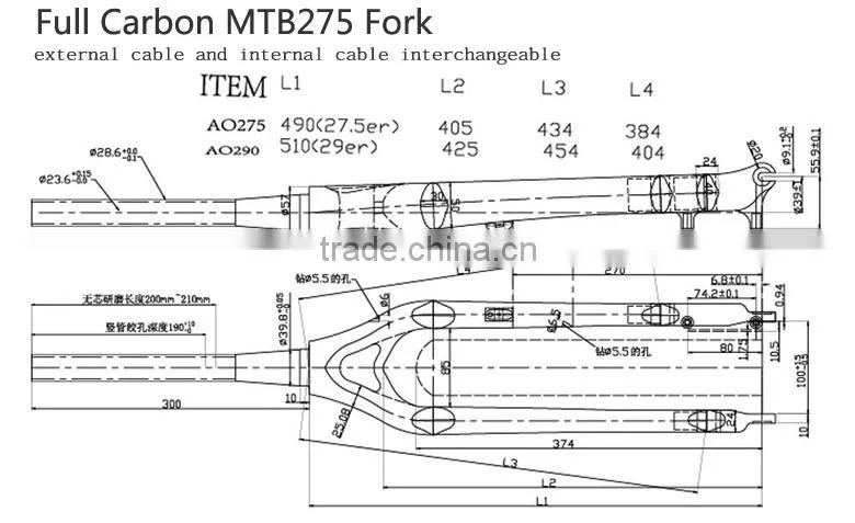 2014TOP seller Carbon MTB fork 650B fork 27.5