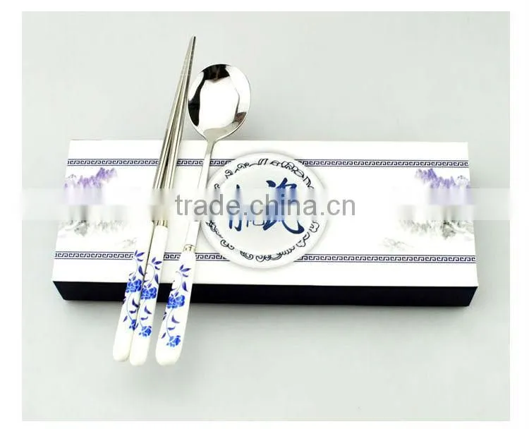 Chinese style dinnerwares,spoon,fork,chopsticks with blue and white porcelain,Chinese gift