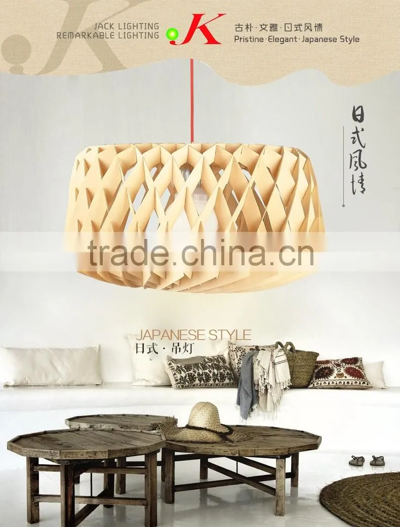 Wooden LED pendant light JK-8005B-07 restaurant wooden shade pendant lamp E27 lamp holder