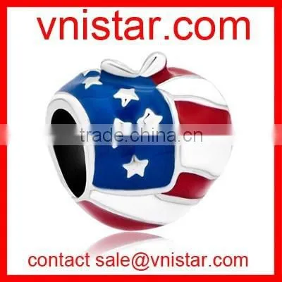 Vnistar metal alloy star shape large hole european style STATE flag beads for 2016 TB084