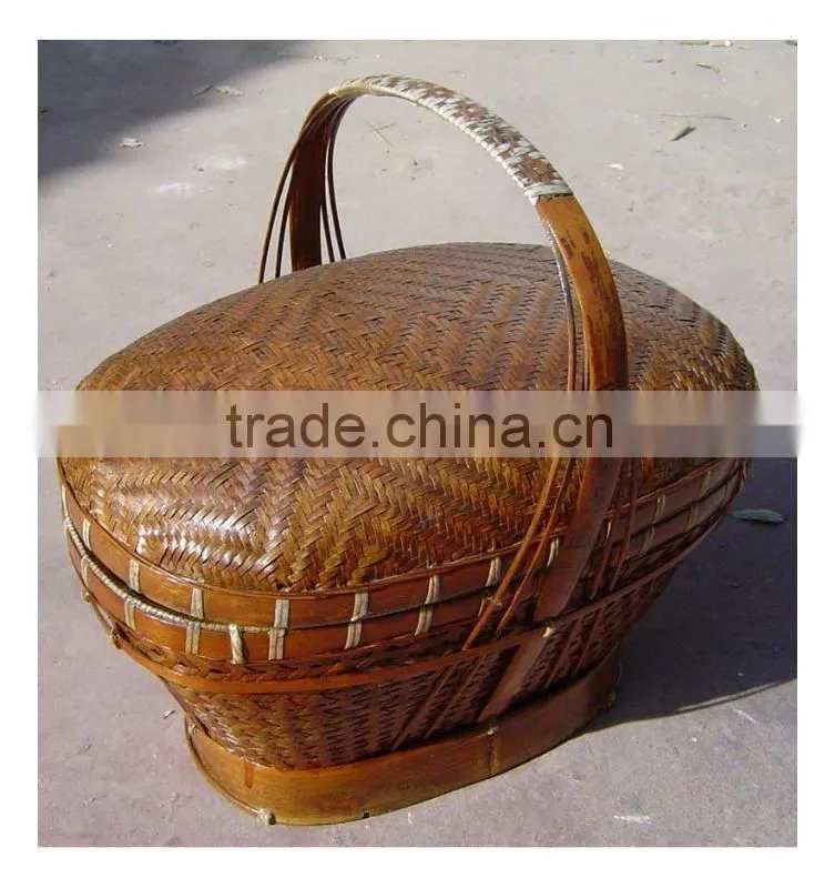chinese antique bamboo storage basket