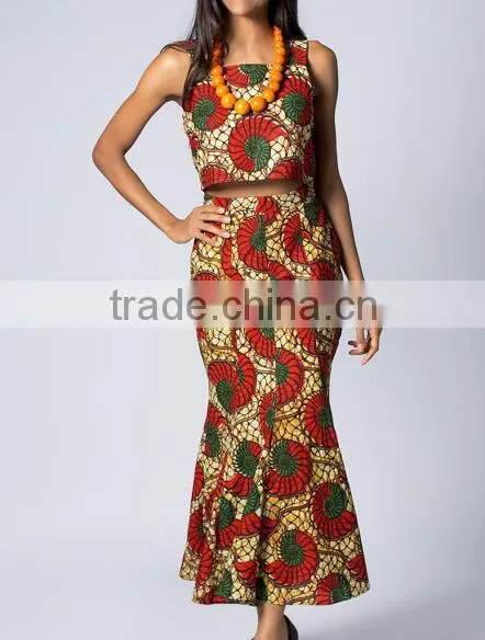 floral skirt and crop top set women mermaid long bodycon two piece african dress
