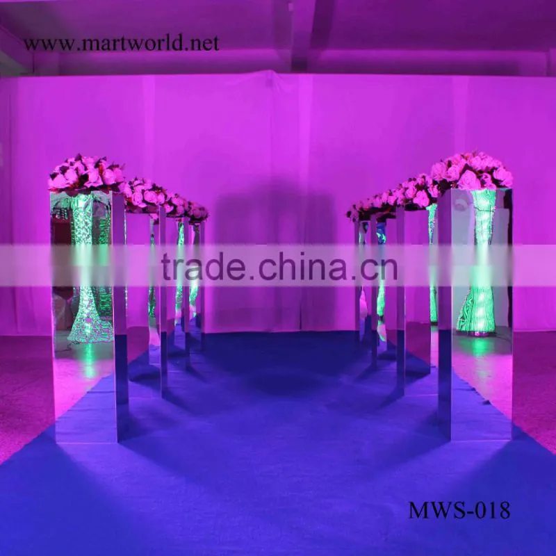 31 inch height square silver mirror pillar party and wedding decoration supplies in guangzhou(MWS-018)
