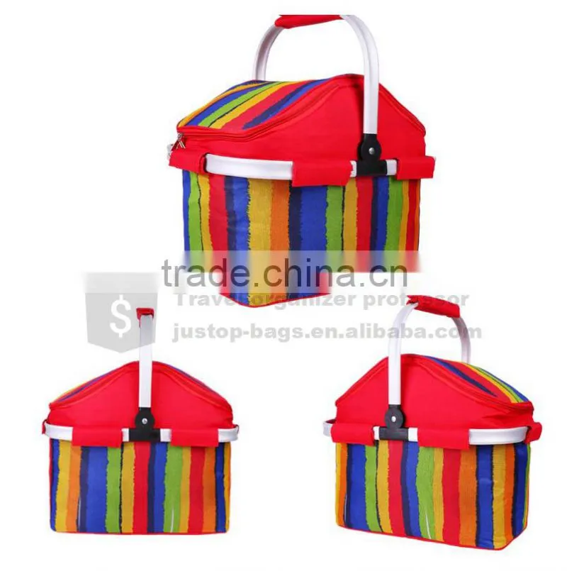Factory good quality folding picnic basket, picnic cooler bag, cooler basket