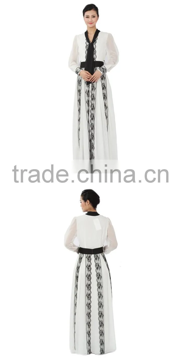 spanish women's maxi dresses moroccan kaftan dress black lace stripe insert arabic style evening dresses