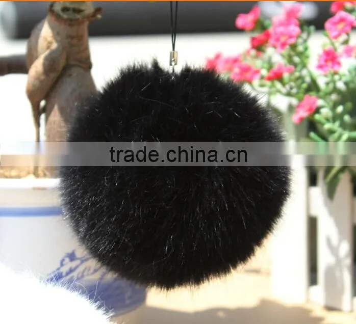 Hot sale fake rabbit Fur balls Unisex Keyring 9cm Size Fashion accessories
