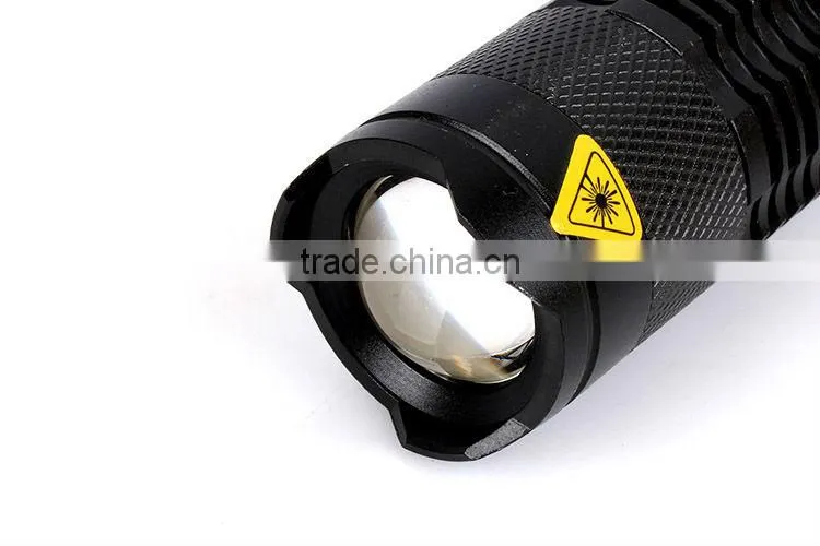 GOREAD C15 flashlight rechargeable Mini LED Flashlight Torch Adjustable Focus Zoom Light Lamp Black