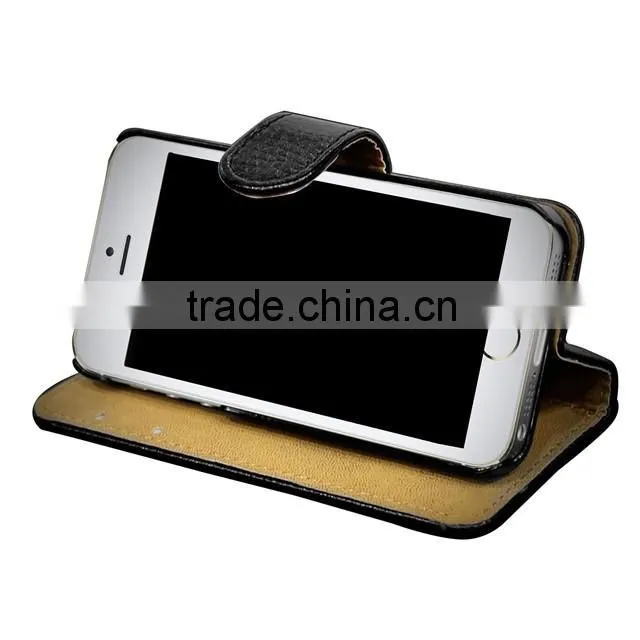 Genuine Real Leather Wallet stand Mobile Phone case cover for Apple iPhone SE