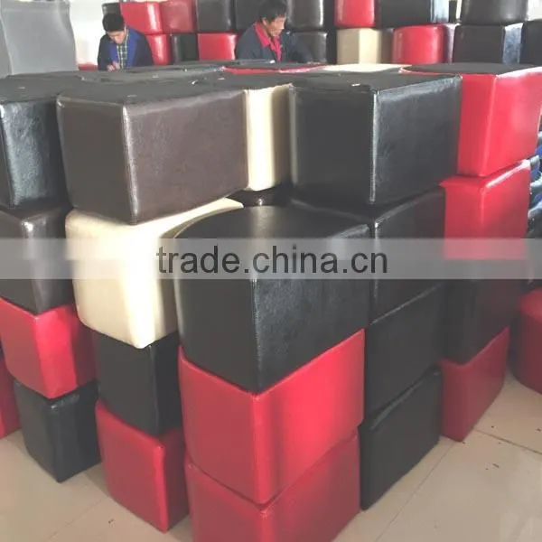 Faux leather U shape wooden ottoman for promotion