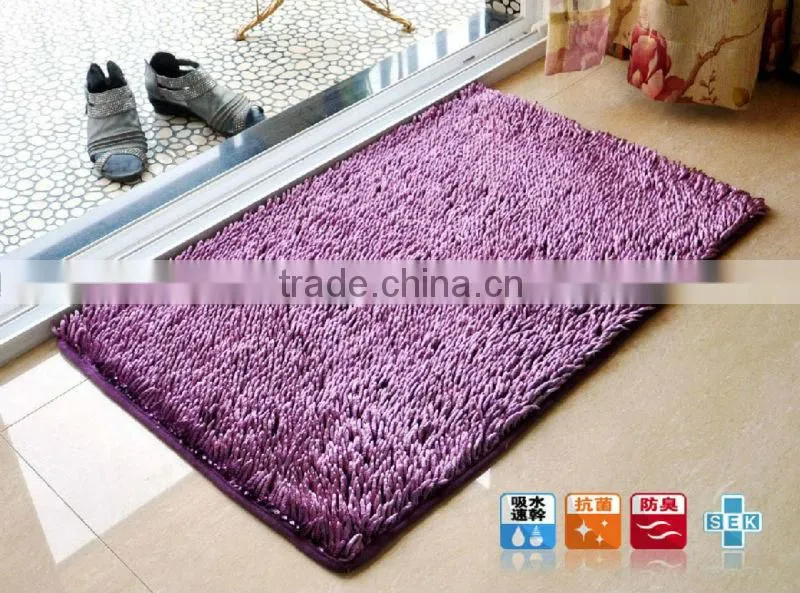 floor mat polyester shiny shaggy rugs with anti-slip base
