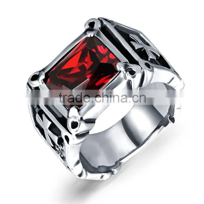 good quality AAA cubic zirconia stainless steel gemstone man rings