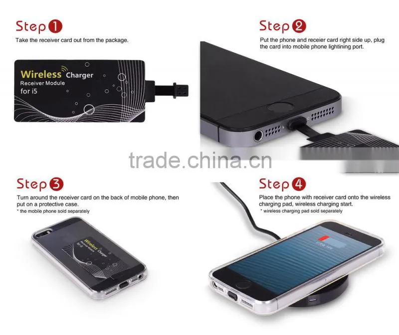 Wholesale Qi standard wireless charger receiver card for iphone 6 and 6 plus