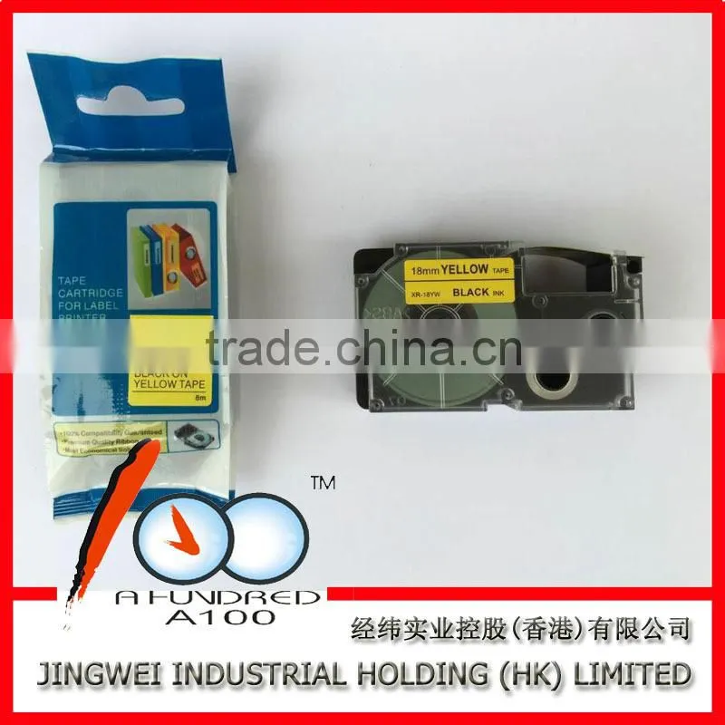 label tape catridge for casio label printer tape black on white 18mm XR-18WE