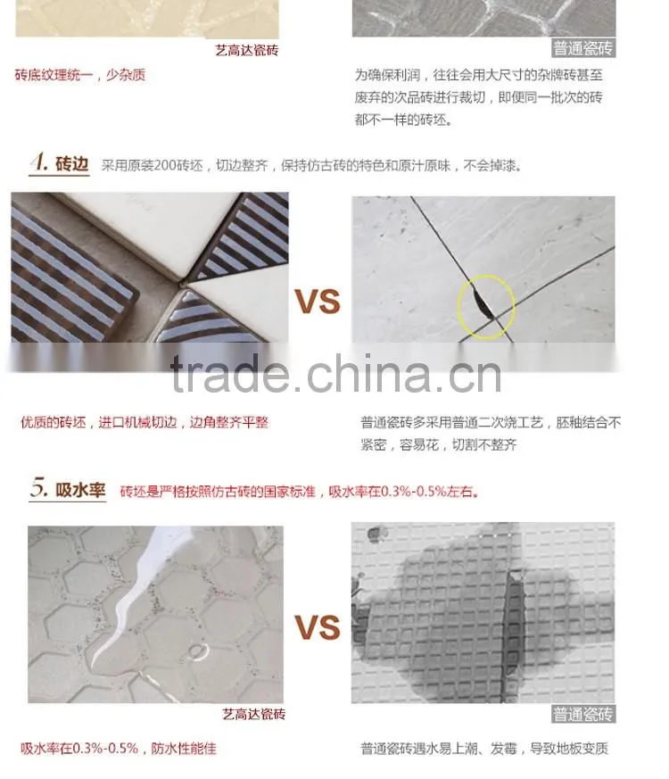 20x20cm porcelain rustic bathroom tile design metal glazed decorative kitchen wall floor tile