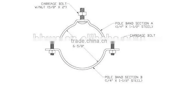 hot dip galvanized steel pole clamp for pole line hardware