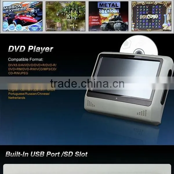L0276 9 Inch Digital Touch Screen Detachable Headrest DVD player(Grey/Tan/Black Color)