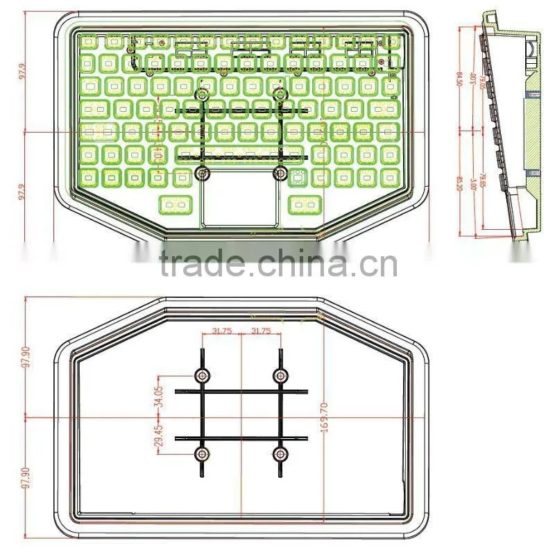 IP68 dynamic industrial silicone keyboard for panel mounting military computer
