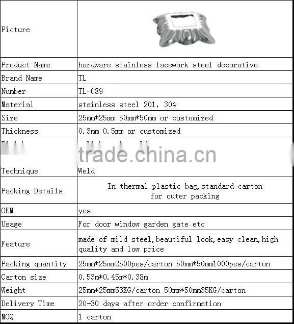 hardware stainless lacework steel decorative