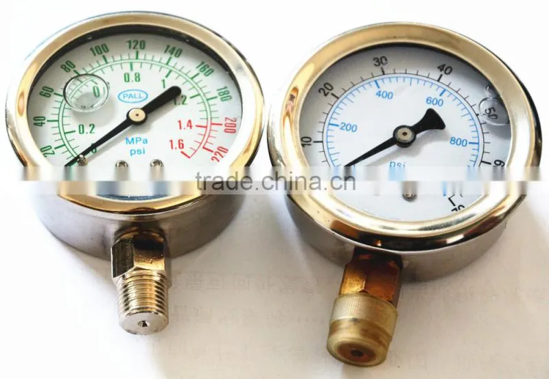 high quality stainless steel pressure gauge glycerin filled pressure gauge pressure gauge with alarm