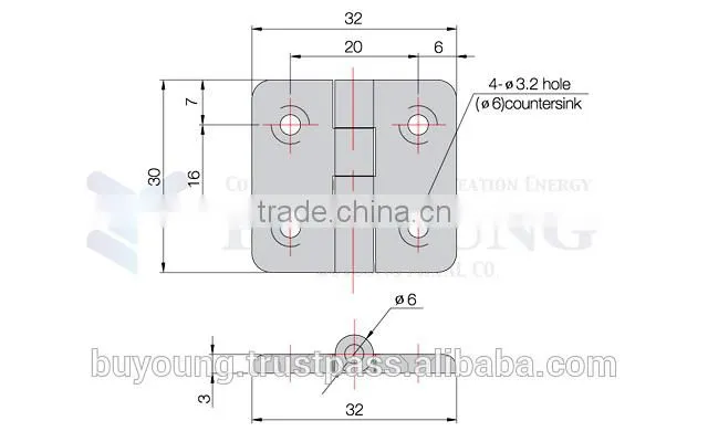 Plastic Door Hinge BYHPC3032