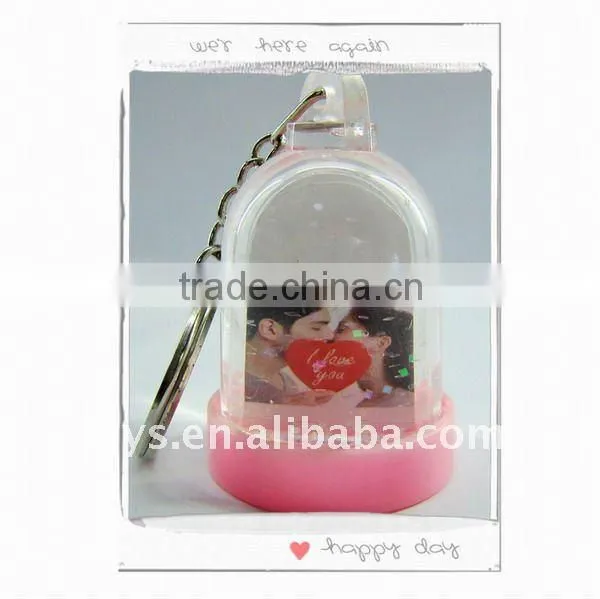 Acrylic Snow Globe Photo Insert Key Chain/ Key Ring