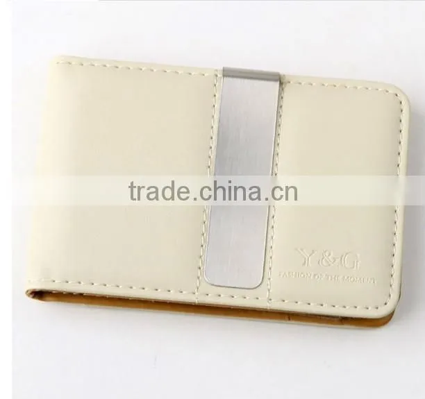 2016 Wholesale customized new fashion leather wallet with clip,money clip wallet
