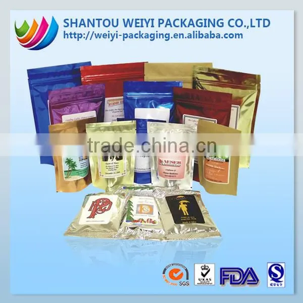 custom stand up organic empty tea bags with logo print