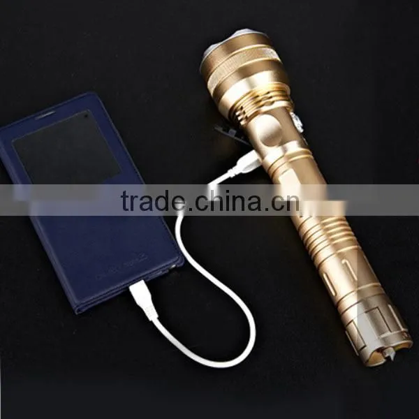 Aluminium police led flashlight With USB charger