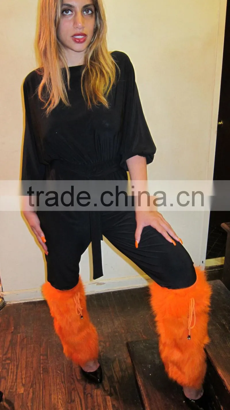 Lady Fashion White Boot Topper/Real Fox Fur Leg Warmer