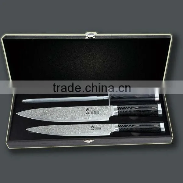 Beautiful tiny wave patterns damascus knife set