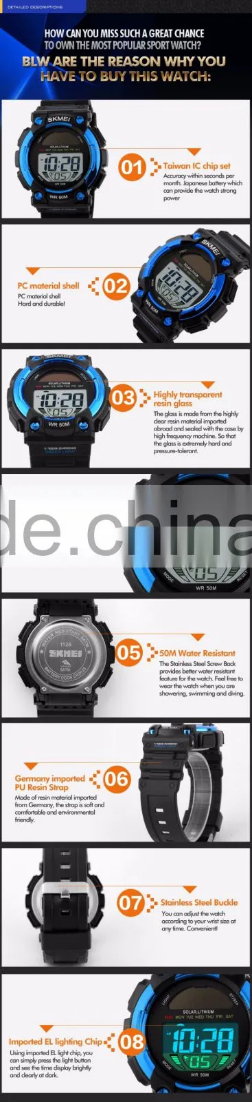 SKMEI Fashion Digital Solar Watch