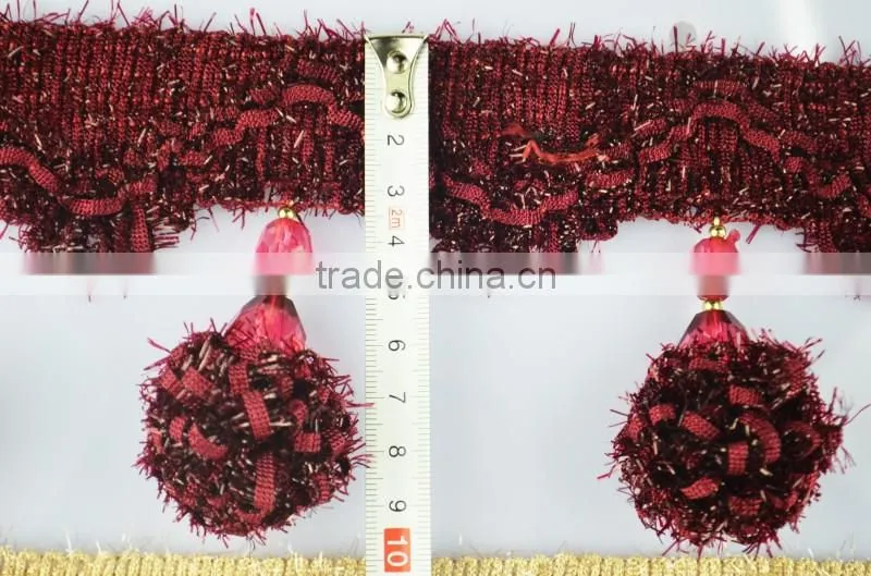fancy handmade trimming fringe,pom fringe for curtain