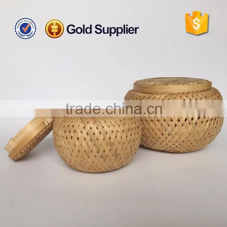 2016 high quality cheap mini round bamboo basket for tea