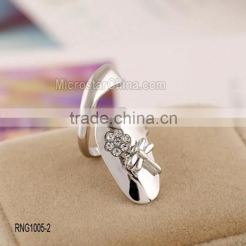 2016 Fshion hollow double cross diamond gold and silver unique friendship rings