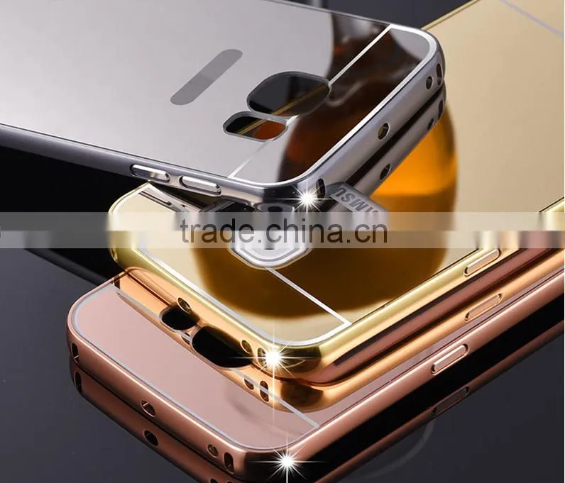 2016 hot selling window view electroplating mirror pc pu flip case cover for samsung galaxy s7/s7 edge