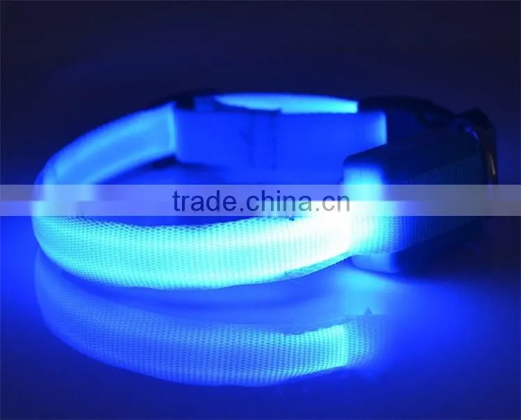 Small Scale Safety 18-28cm Pet Dog Collar LED Nylon Light-up Flashing Leash Glow for Dogs