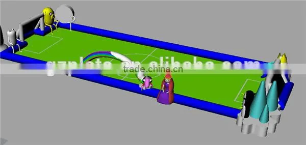 20x8m inflatable cartoon football pitch / Air-tight inflatable football field for amusement park