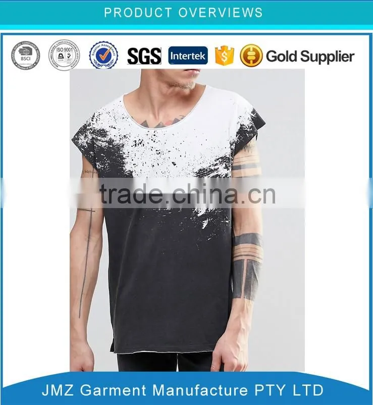Custom high quality fashion men t shirt splatter print tee
