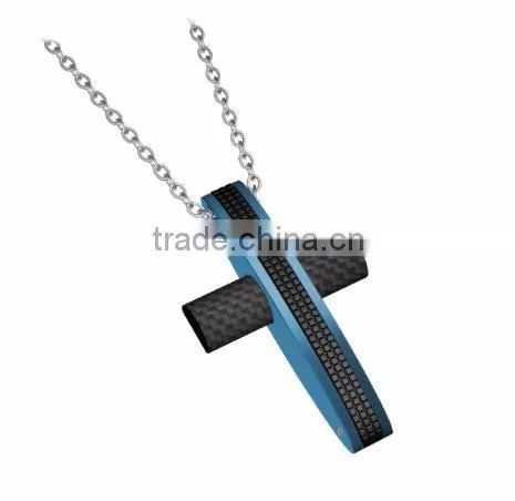Charm stainless steel cross pendant necklace rose gold cross pendant with CZ