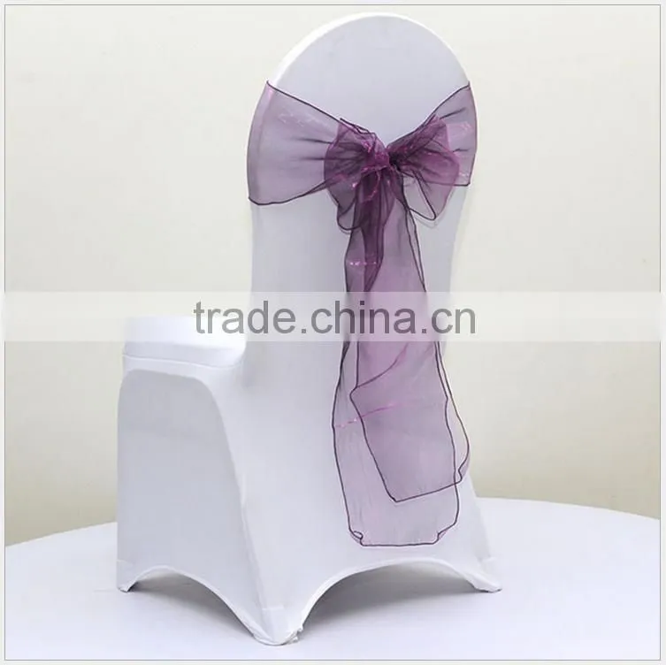 5% discount! Plain dyed organza chair sash for wedding decoration