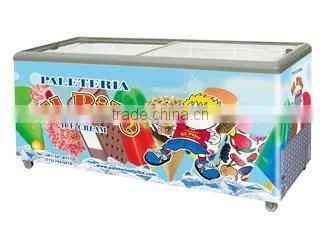 Single-temp curved glass door chest freezer