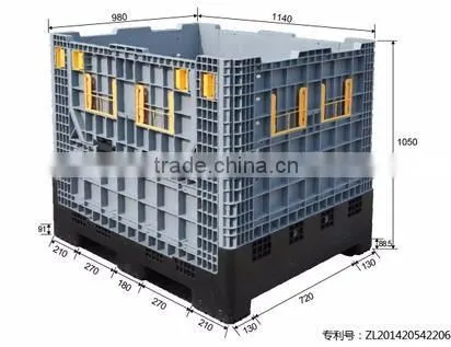 980*1140*1050 1-4T rigid foldable large logostic pallet container/stackable container