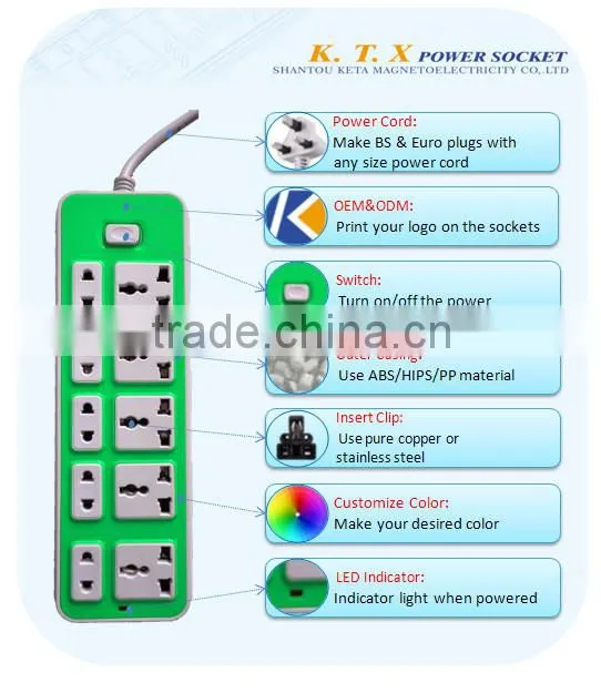 10 Outlet Movable Extension Cord Socket