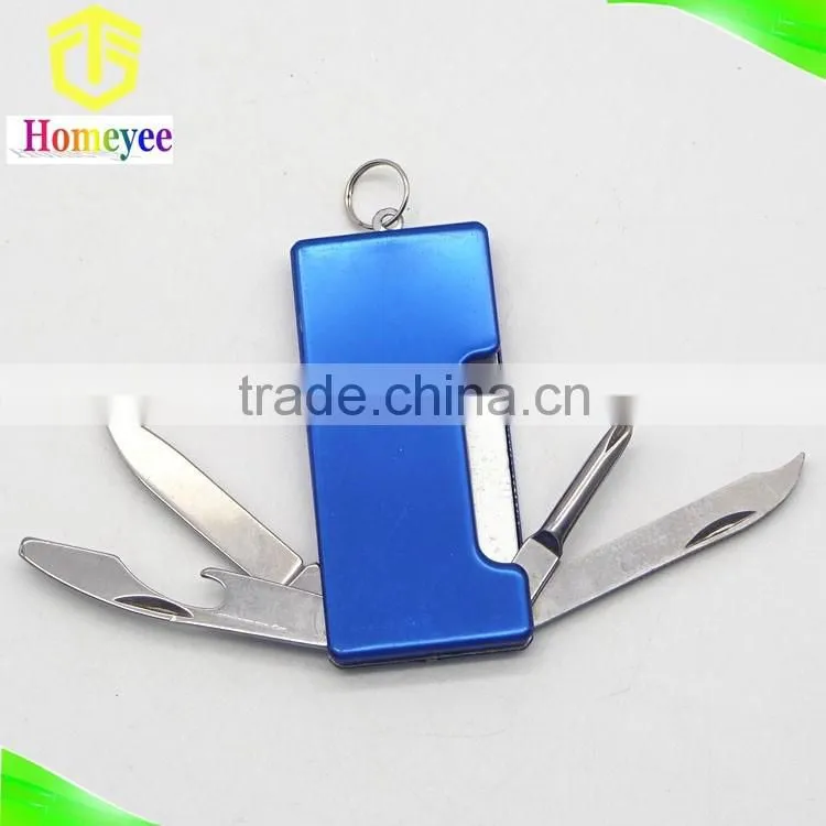 square shape mini pocket knife with scissors and knife keychain/gift knife